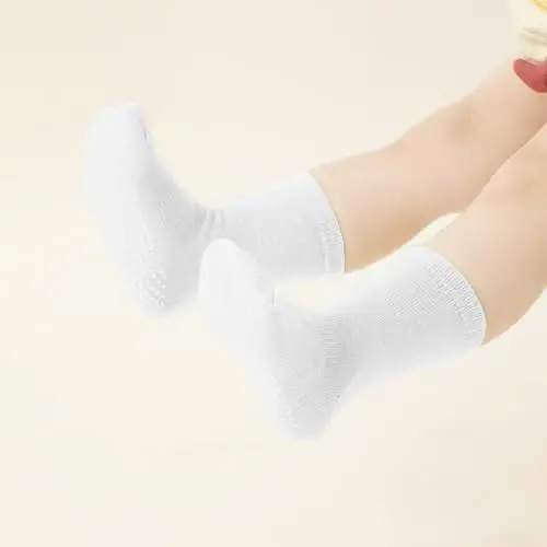 Aroveea Non Slip Grip Ankle Baby Socks 12 Pack for Toddler Boys and Girls Kids,Infant Cute Cotton Baby Socks - 6
