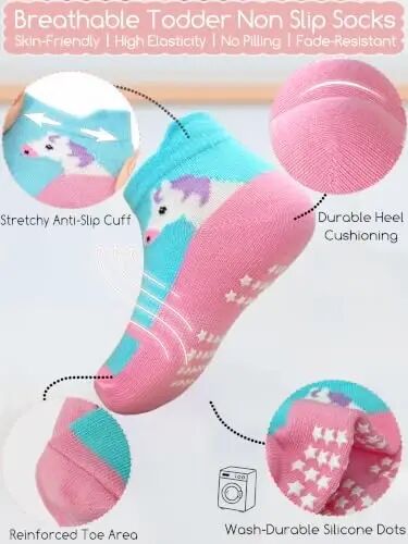 Aroveea Non Slip Grip Ankle Baby Socks 12 Pack for Toddler Boys and Girls Kids,Infant Cute Cotton Baby Socks 
