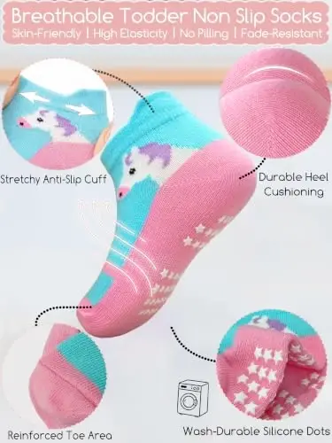Aroveea Kaymaz Tutuşlu Bilekli Bebek Çorapları 12'li Paket Küçük Çocuk Erkek ve Kız Çocuklar için, Bebek Sevimli Pamuklu Bebek Çorapları 