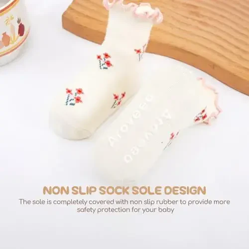 Aroveea Non Slip Grip Ankle Baby Socks 12 Pack for Toddler Boys and Girls Kids,Infant Cute Cotton Baby Socks - 3