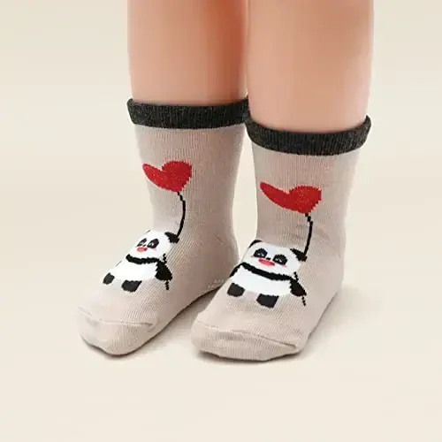 Aroveea Non Slip Grip Ankle Baby Socks 12 Pack for Toddler Boys and Girls Kids,Infant Cute Cotton Baby Socks - 6