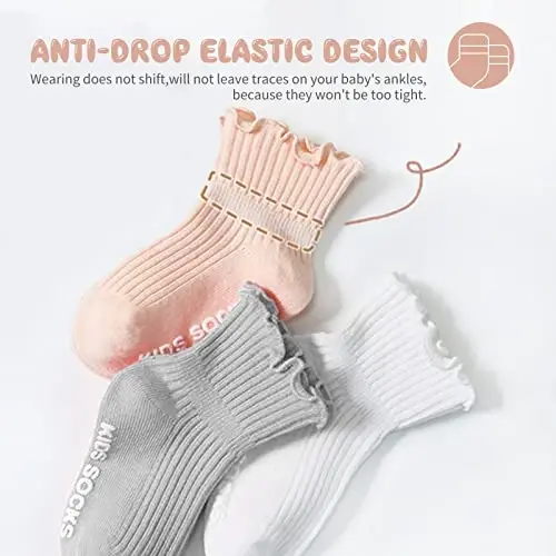 Aroveea Toddler Socks Non Slip Grip Cute Cotton Baby Socks 12 Pack for Toddler Boys Girls Kids - 3