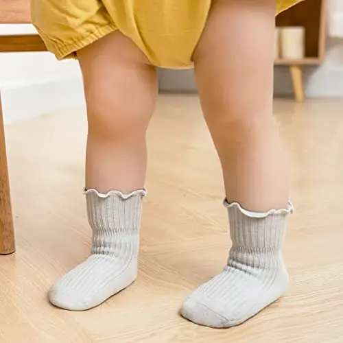 Aroveea Toddler Socks Non Slip Grip Cute Cotton Baby Socks 12 Pack for Toddler Boys Girls Kids - 6
