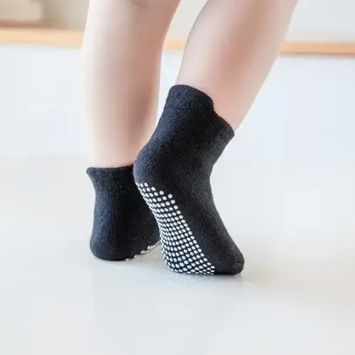 Aroveea Toddler Socks Non Slip Grip Cute Cotton Baby Socks 12 Pack for Toddler Boys Girls Kids - 5