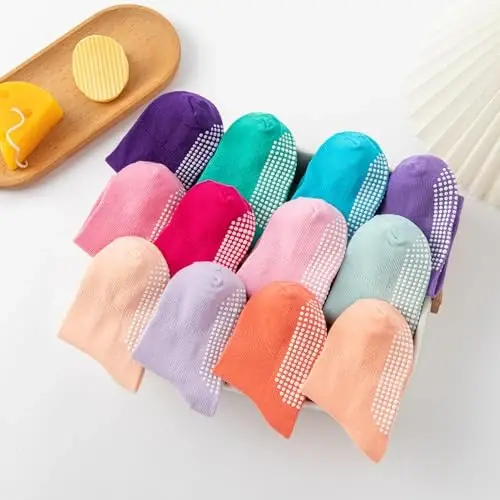 Aroveea Toddler Socks Non Slip Grip Cute Cotton Baby Socks 12 Pack for Toddler Boys Girls Kids - 6