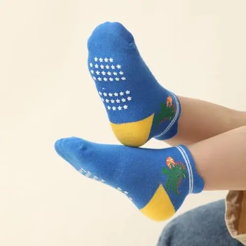 Aroveea Toddler Socks Non Slip Grip Cute Cotton Baby Socks 12 Pack for Toddler Boys Girls Kids - 2