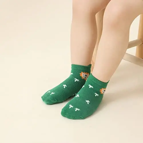 Aroveea Toddler Socks Non Slip Grip Cute Cotton Baby Socks 12 Pack for Toddler Boys Girls Kids - 6
