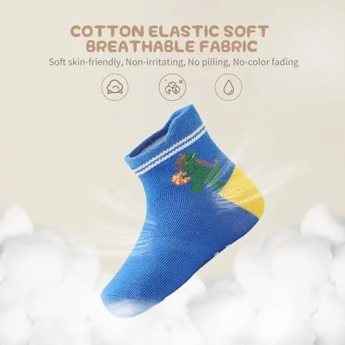 Aroveea Toddler Socks Non Slip Grip Cute Cotton Baby Socks 12 Pack for Toddler Boys Girls Kids - 2