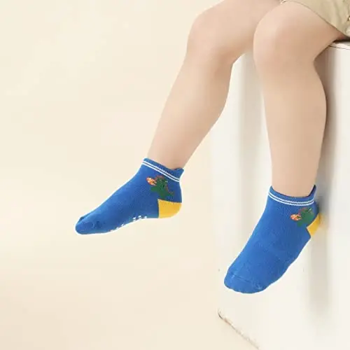 Aroveea Toddler Socks Non Slip Grip Cute Cotton Baby Socks 12 Pack for Toddler Boys Girls Kids - 5