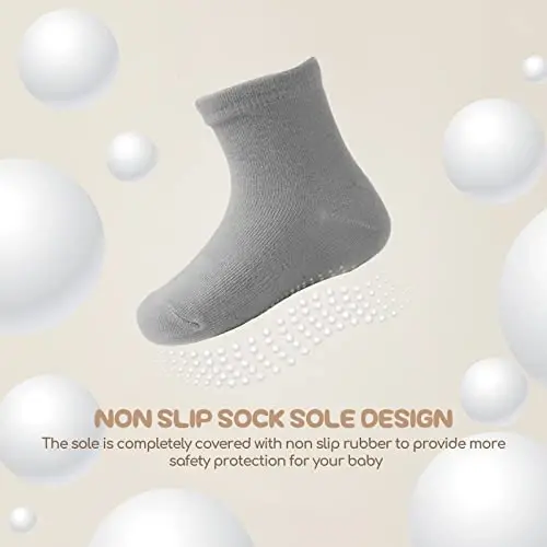 Aroveea Toddler Socks Non Slip Grip Cute Cotton Baby Socks 12 Pack for Toddler Boys Girls Kids - 4