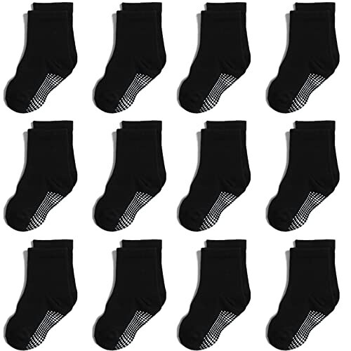 Aroveea Non Slip Grip Ankle Baby Socks 12 Pack for Toddler Boys and Girls Kids Socks, Infant Cute Cotton Baby Socks - 43