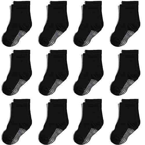 Aroveea Non Slip Grip Ankle Baby Socks 12 Pack for Toddler Boys and Girls Kids Socks, Infant Cute Cotton Baby Socks - 43