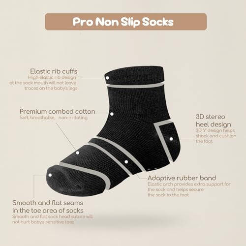 Aroveea Non Slip Grip Ankle Baby Socks 12 Pack for Toddler Boys and Girls Kids Socks, Infant Cute Cotton Baby Socks - 49