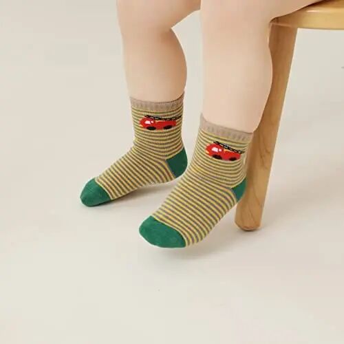 Aroveea Non Slip Grip Ankle Baby Socks 12 Pack for Toddler Boys and Girls Kids,Infant Cute Cotton Baby Socks - 1