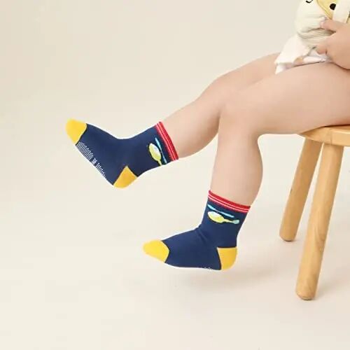 Aroveea Non Slip Grip Ankle Baby Socks 12 Pack for Toddler Boys and Girls Kids,Infant Cute Cotton Baby Socks - 3