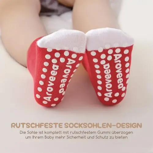 Aroveea Non Slip Grip Ankle Baby Socks 12 Pack for Toddler Boys and Girls Kids,Infant Cute Cotton Baby Socks - 2