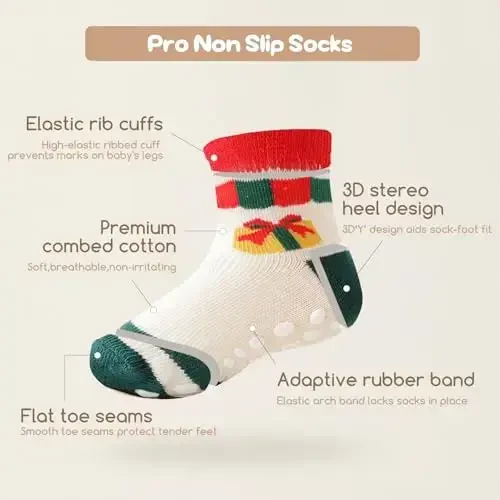 Aroveea Non Slip Grip Ankle Baby Socks 12 Pack for Toddler Boys and Girls Kids,Infant Cute Cotton Baby Socks - 5