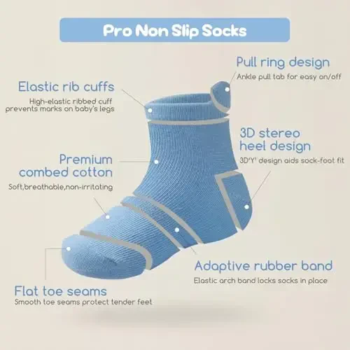 Aroveea Non Slip Grip Ankle Baby Socks 12 Pack for Toddler Boys and Girls Kids,Infant Cute Cotton Baby Socks - 3