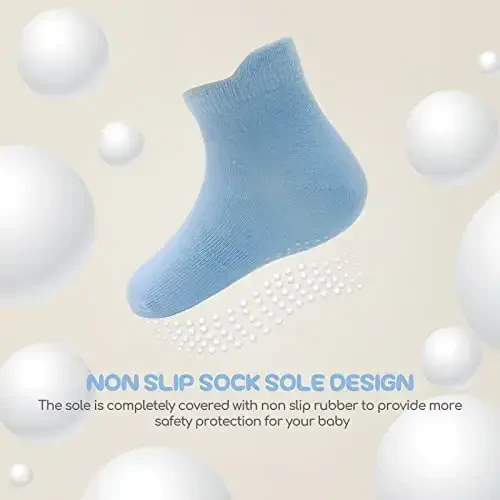 Aroveea Non Slip Grip Ankle Baby Socks 12 Pack for Toddler Boys and Girls Kids,Infant Cute Cotton Baby Socks - 4