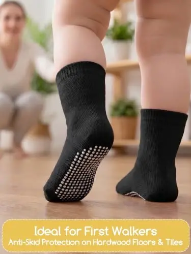 Aroveea Non Slip Grip Ankle Baby Socks 12 Pack for Toddler Boys and Girls Kids,Infant Cute Cotton Baby Socks - 2