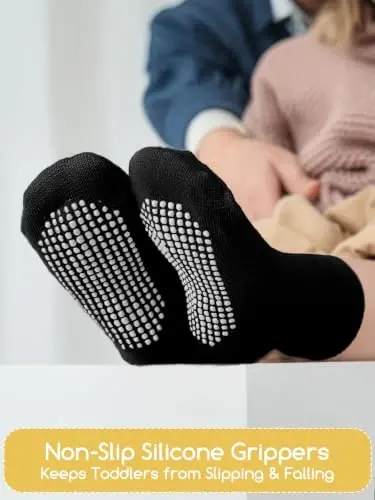 Aroveea Non Slip Grip Ankle Baby Socks 12 Pack for Toddler Boys and Girls Kids,Infant Cute Cotton Baby Socks - 3