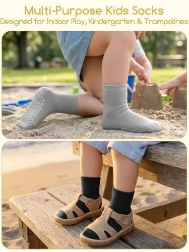 Aroveea Non Slip Grip Ankle Baby Socks 12 Pack for Toddler Boys and Girls Kids,Infant Cute Cotton Baby Socks - 5