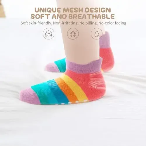 Aroveea Non Slip Grip Ankle Baby Socks 12 Pack for Toddler Boys and Girls Kids,Infant Cute Cotton Baby Socks - 2