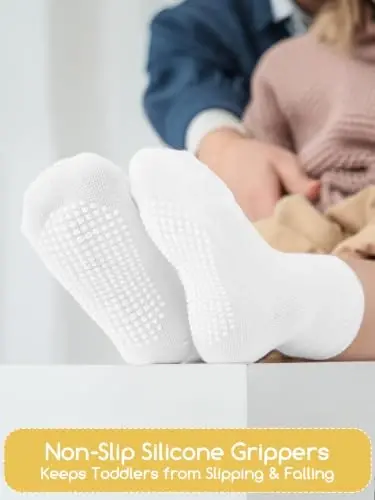 Aroveea Non Slip Grip Ankle Baby Socks 12 Pack for Toddler Boys and Girls Kids,Infant Cute Cotton Baby Socks - 3