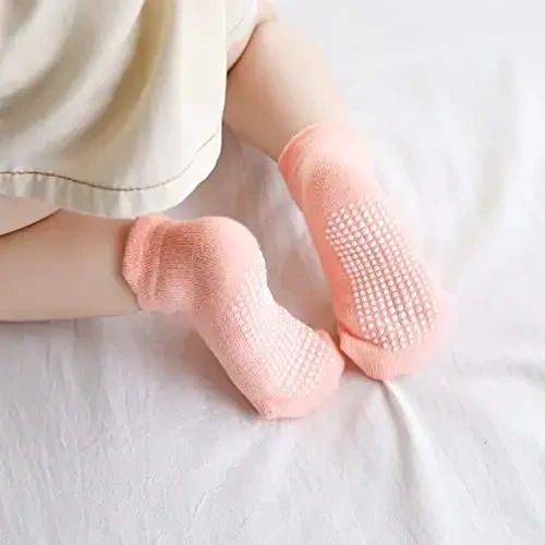 Aroveea Non Slip Grip Ankle Baby Socks 12 Pack for Toddler Boys and Girls Kids,Infant Cute Cotton Baby Socks - 3