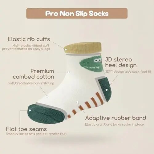 Aroveea Non Slip Grip Ankle Baby Socks 12 Pack for Toddler Boys and Girls Kids,Infant Cute Cotton Baby Socks - 2