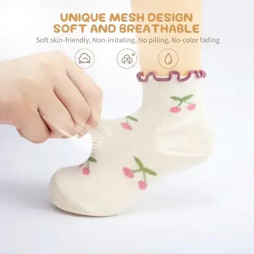 Aroveea Non Slip Grip Ankle Baby Socks 12 Pack for Toddler Boys and Girls Kids,Infant Cute Cotton Baby Socks - 2