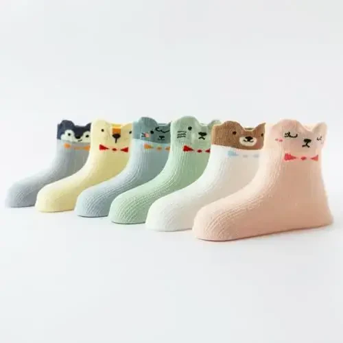 Aroveea Non Slip Grip Ankle Baby Socks 12 Pack for Toddler Boys and Girls Kids,Infant Cute Cotton Baby Socks - 3