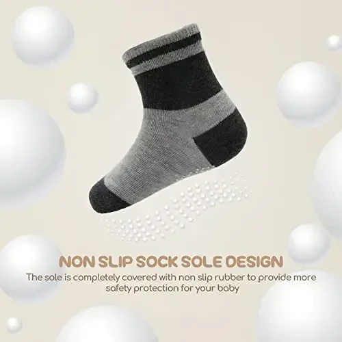 Aroveea Non Slip Grip Ankle Baby Socks 12 Pack for Toddler Boys and Girls Kids,Infant Cute Cotton Baby Socks - 4