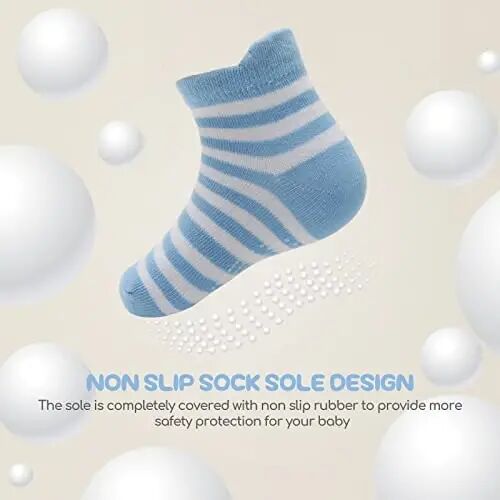 Aroveea Non Slip Grip Ankle Baby Socks 12 Pack for Toddler Boys and Girls Kids,Infant Cute Cotton Baby Socks - 4