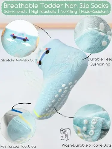 Aroveea Non Slip Grip Ankle Baby Socks 12 Pack for Toddler Boys and Girls Kids,Infant Cute Cotton Baby Socks - 1