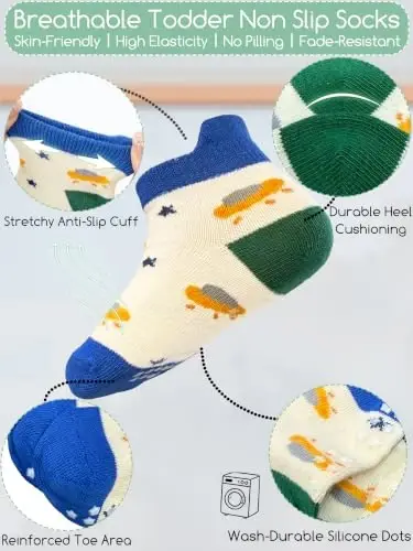 Aroveea Non Slip Grip Ankle Baby Socks 12 Pack for Toddler Boys and Girls Kids,Infant Cute Cotton Baby Socks - 1