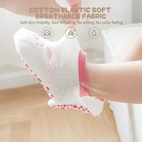 Aroveea Non Slip Grip Ankle Baby Socks 12 Pack for Toddler Boys and Girls Kids,Infant Cute Cotton Baby Socks - 3