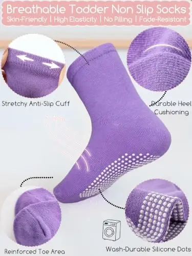 Aroveea Non Slip Grip Ankle Baby Socks 12 Pack for Toddler Boys and Girls Kids,Infant Cute Cotton Baby Socks - 1