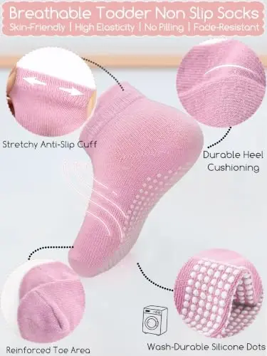 Aroveea Non Slip Grip Ankle Baby Socks 12 Pack for Toddler Boys and Girls Kids,Infant Cute Cotton Baby Socks - 1