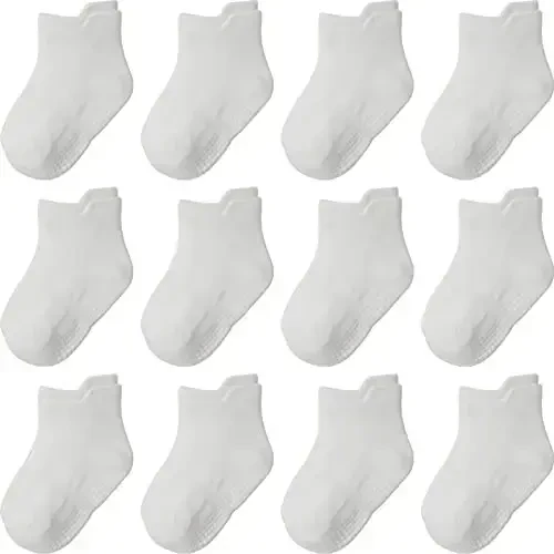 Aroveea Non Slip Grip Ankle Baby Socks 12 Pack for Toddler Boys and Girls Kids,Infant Cute Cotton Baby Socks - 1