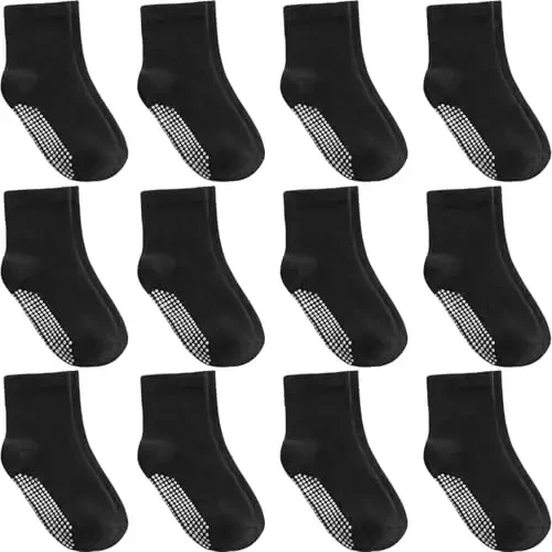 Aroveea Non Slip Grip Ankle Baby Socks 12 Pack for Toddler Boys and Girls Kids,Infant Cute Cotton Baby Socks - 1