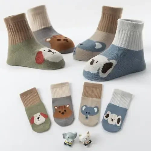 Aroveea Non Slip Grip Ankle Baby Socks 12 Pack for Toddler Boys and Girls Kids,Infant Cute Cotton Baby Socks - 6