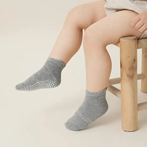 Aroveea Non Slip Grip To'piqli Bolalar Paypoqlari 12 Pachka O'g'il va Qiz Bolalar uchun, Chaqaloq Yoqimli Paxta Bolalar Paypoqlari - 5