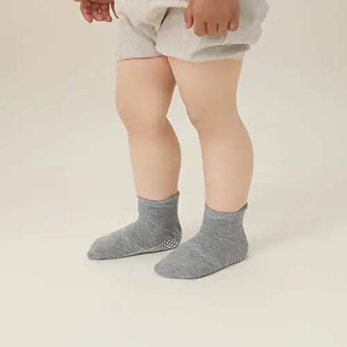 Aroveea Non Slip Grip To'piqli Bolalar Paypoqlari 12 Pachka O'g'il va Qiz Bolalar uchun, Chaqaloq Yoqimli Paxta Bolalar Paypoqlari - 6
