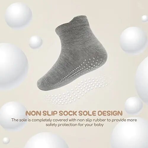 Aroveea Non Slip Grip To'piqli Bolalar Paypoqlari 12 Pachka O'g'il va Qiz Bolalar uchun, Chaqaloq Yoqimli Paxta Bolalar Paypoqlari - 4