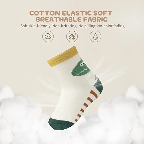 Aroveea Non Slip Grip Ankle Baby Socks 12 Pack for Toddler Boys and Girls Kids,Infant Cute Cotton Baby Socks - AROVEEA (1)