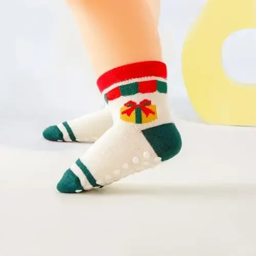 Aroveea Non Slip Grip To'piqli Chaqaloq Paypoqlari 12 O'ram Yürüyen O'g'il va Qiz Bolalar uchun, Go'dak Shirin Paxta Chaqaloq Paypoqlari - 6