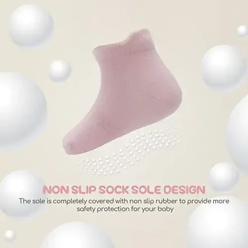 Aroveea Non Slip Grip To'piqli Chaqaloq Paypoqlari 12 to'plam O'g'il va Qiz Bolalar uchun, Kichkintoylar uchun Yoqimli Paxta Chaqaloq Paypoqlari - 3