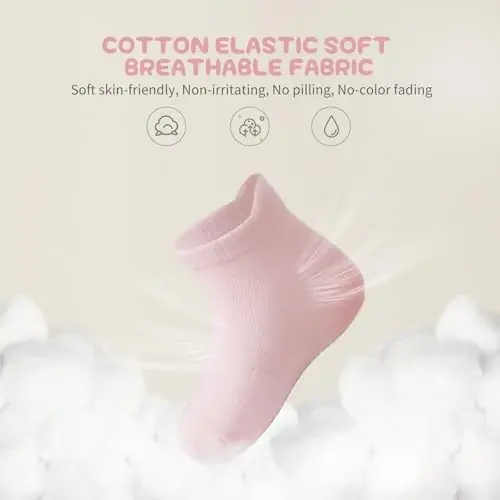Aroveea Non Slip Grip To'piqli Chaqaloq Paypoqlari 12 to'plam O'g'il va Qiz Bolalar uchun, Kichkintoylar uchun Yoqimli Paxta Chaqaloq Paypoqlari - 5