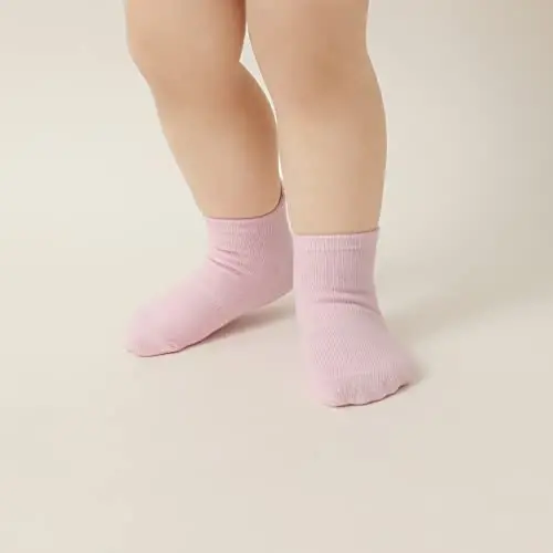 Aroveea Non Slip Grip To'piqli Chaqaloq Paypoqlari 12 to'plam O'g'il va Qiz Bolalar uchun, Kichkintoylar uchun Yoqimli Paxta Chaqaloq Paypoqlari - 6